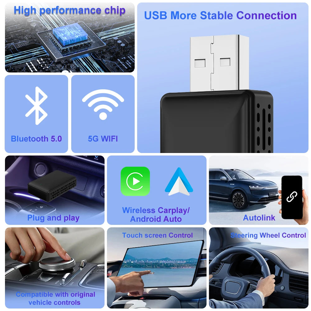 2-in-1 Wireless CarPlay & Android Auto Adapter
