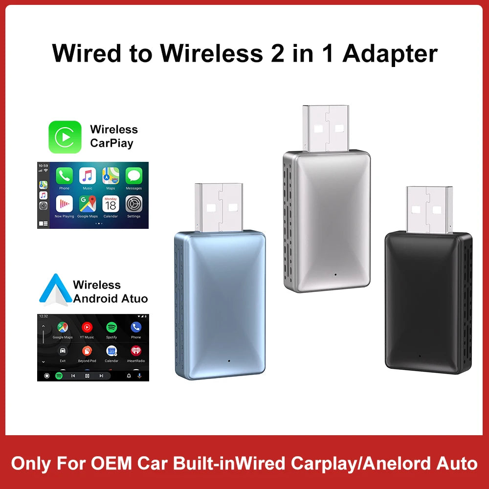 2-in-1 Wireless CarPlay & Android Auto Adapter