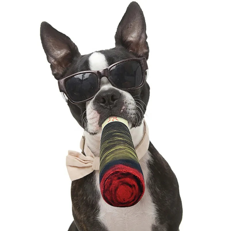 Funny Plush Cigar Dog Toy with Squeaker