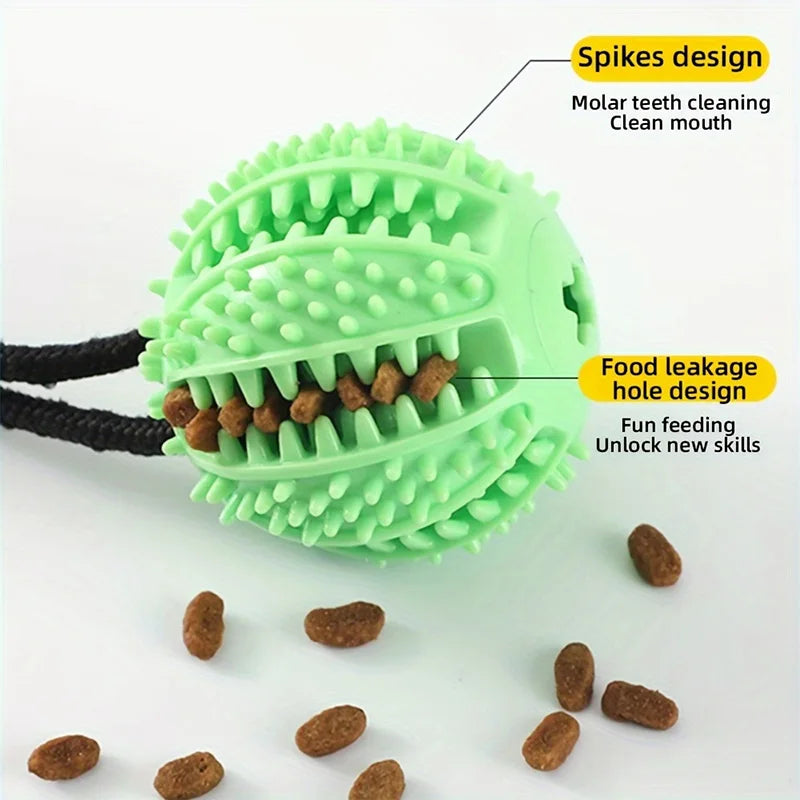 Suction Cup Dog Tug Toy with Treat Dispenser & Squeaker