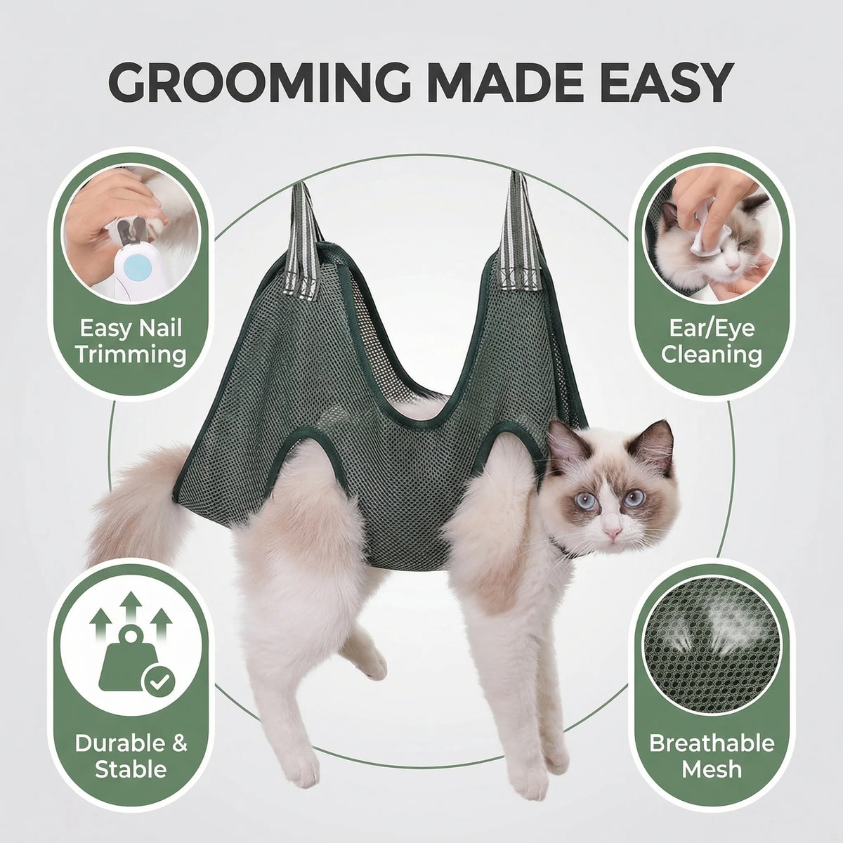 Pet Grooming Hammock for Nail Trimming, Cats & Small Dogs