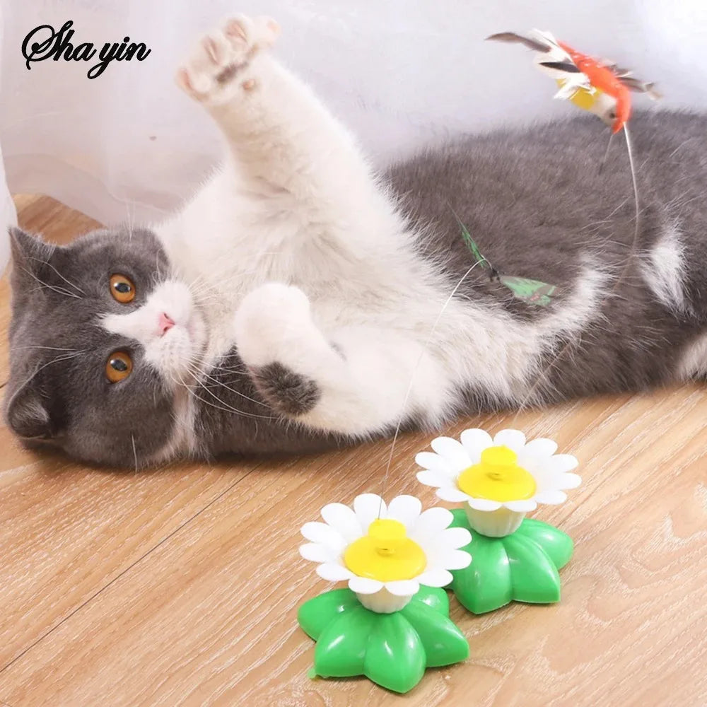 Electric Fluttering Butterfly Cat Toy, Automatic Rotating