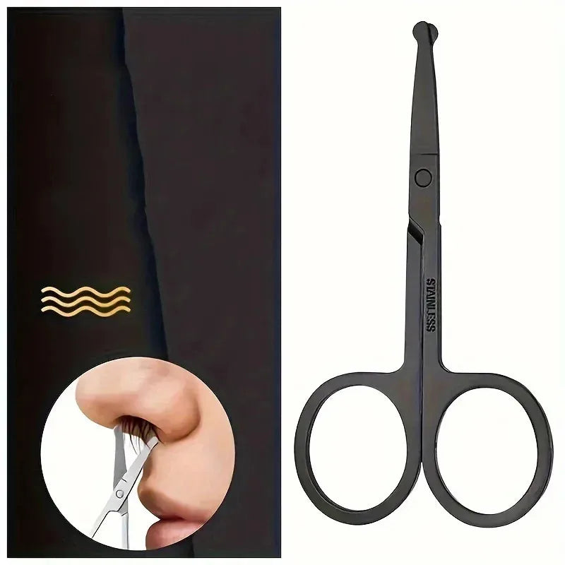 Manual Nose & Ear Hair Trimmer, Stainless Steel, Round-Head Safety Design