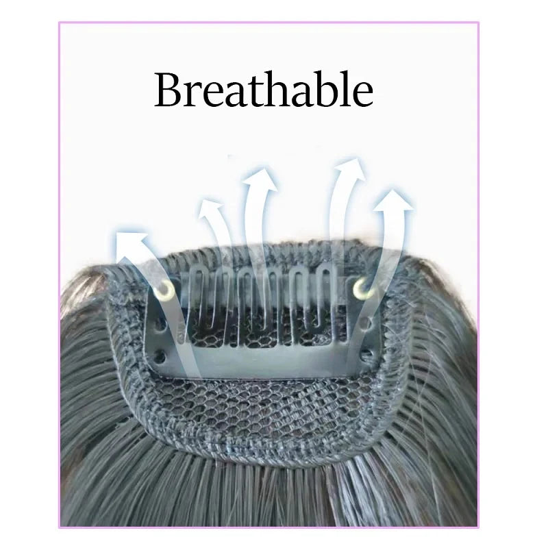Clip-In Air Bangs, Natural Wispy Synthetic Fringe Hairpiece