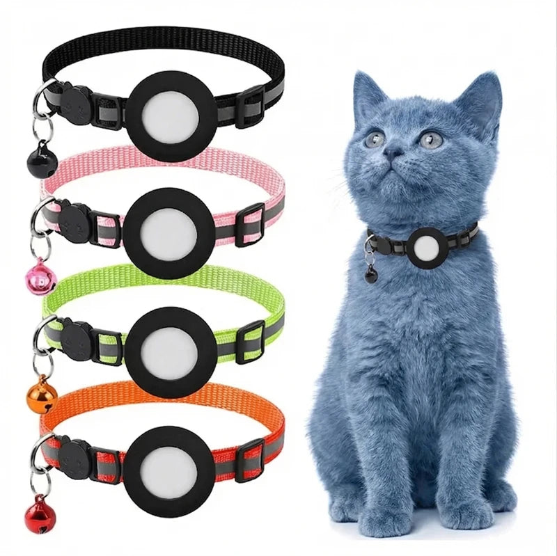 Breakaway Cat Collar with AirTag Holder & Bell, Reflective (AirTag Not Included)