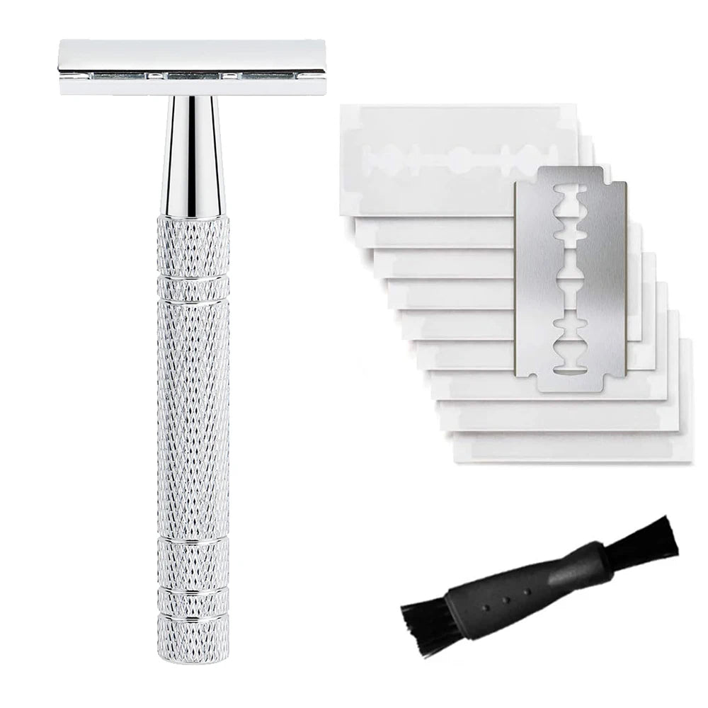 Women's Double Edge Safety Razor with 10 Blades, Reusable