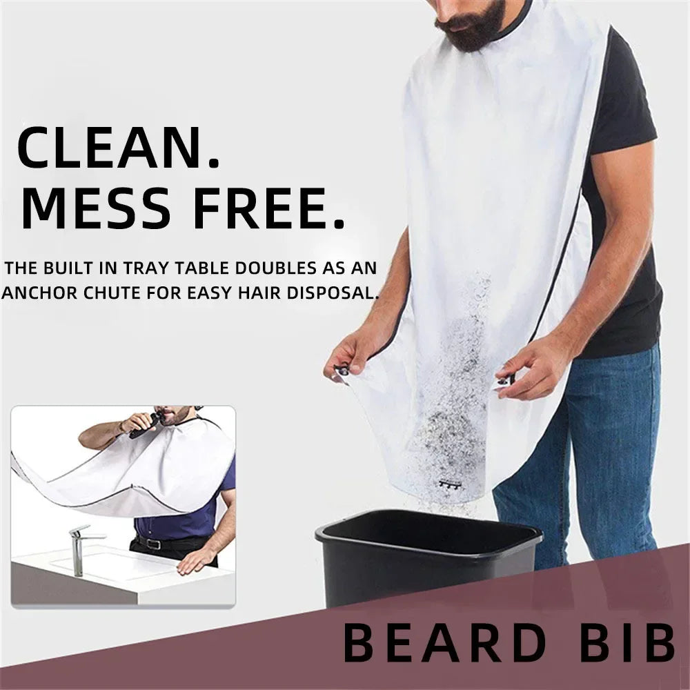 Beard Bib Shaving Apron, Hair Catcher Cape with Suction Cups