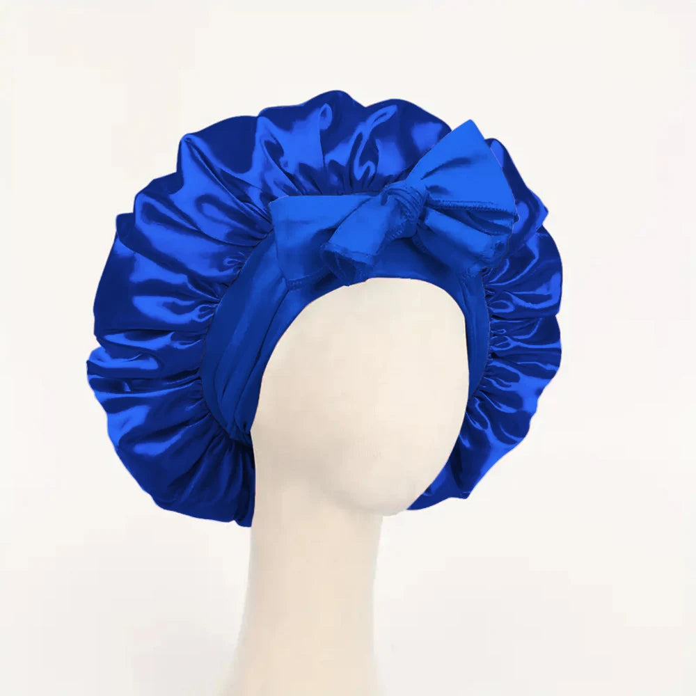 Adjustable Satin Bonnet for Sleeping, Silky Hair Cap with Tie Band