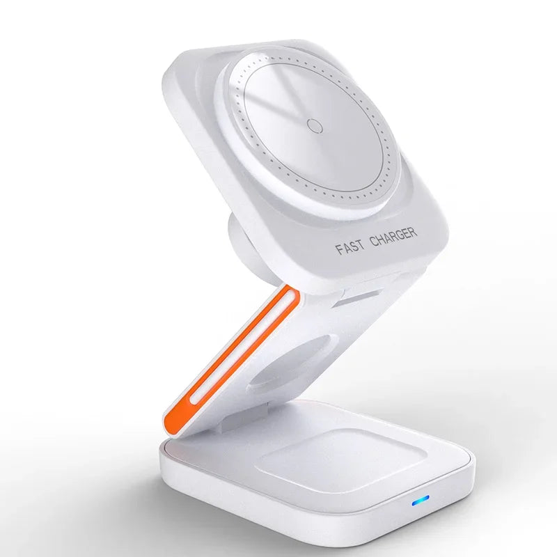 3-in-1 Foldable Magnetic Charging Station - Fast Wireless Charger for iPhone, Apple Watch & AirPods