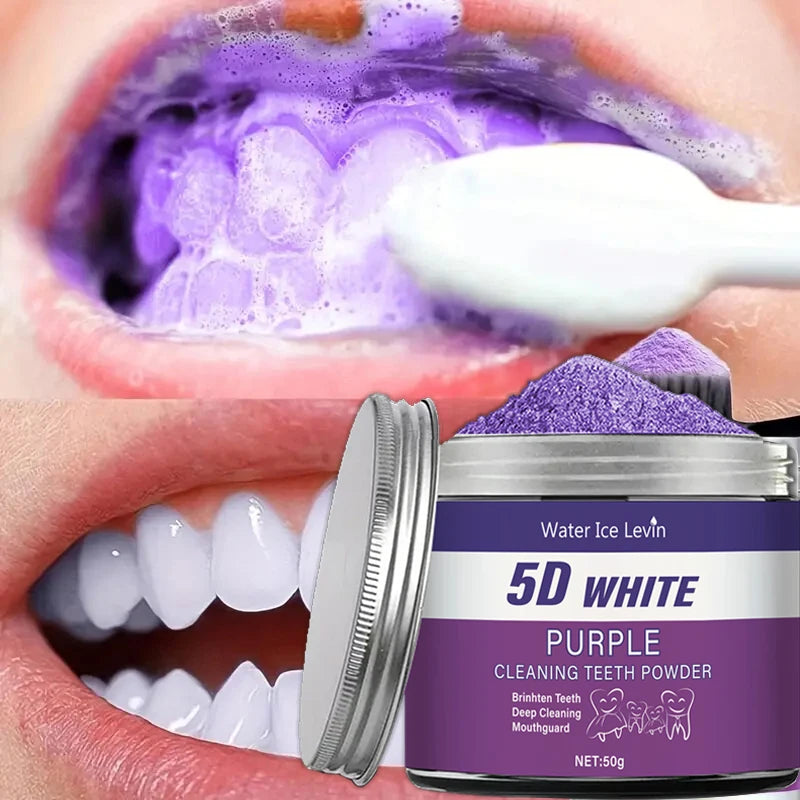 Purple Teeth Whitening Powder - Deep Cleaning Fresh Breath Formula