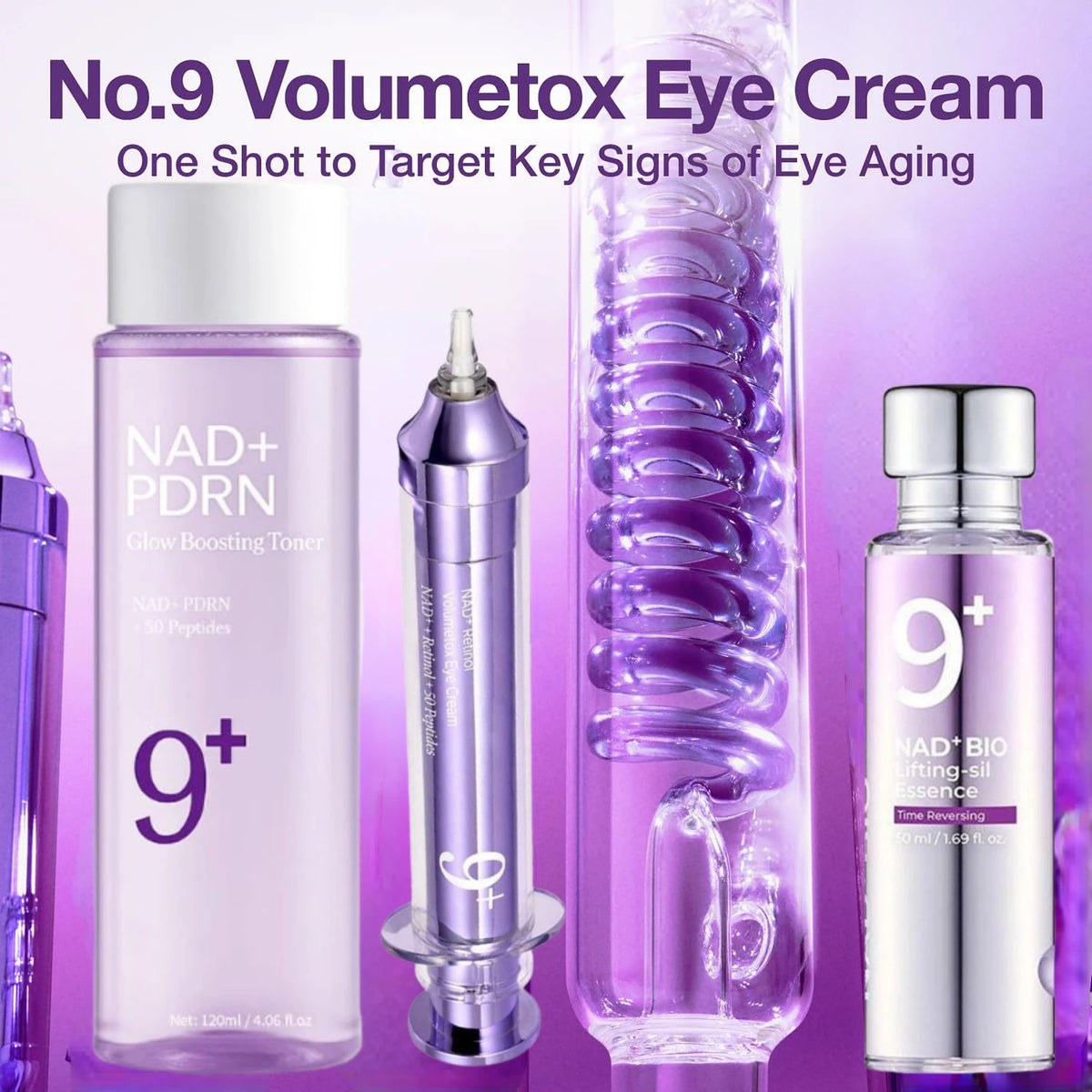 NAD+ Peptide Skincare Set: Glow Toner, Firming Serum & Eye Cream