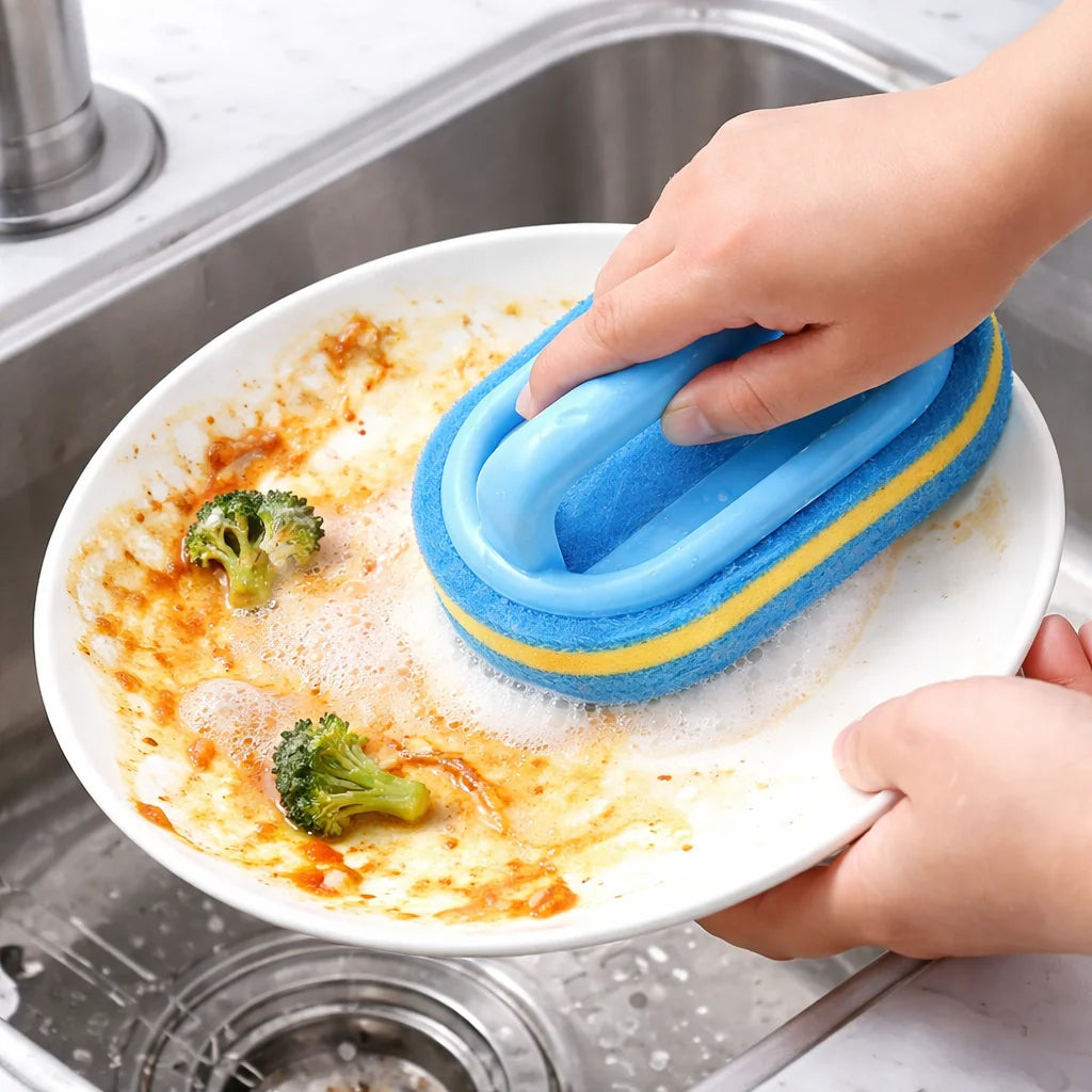 Silicone Dish Scrubber Sponge - Non-Scratch Kitchen Cleaning Brush