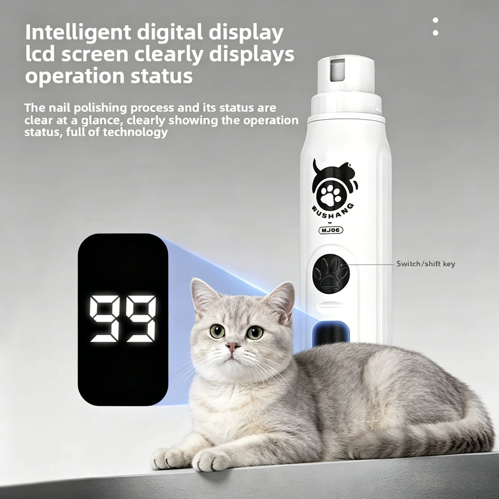 Electric Pet Nail Grinder with LCD Display & 3 Grinding Heads