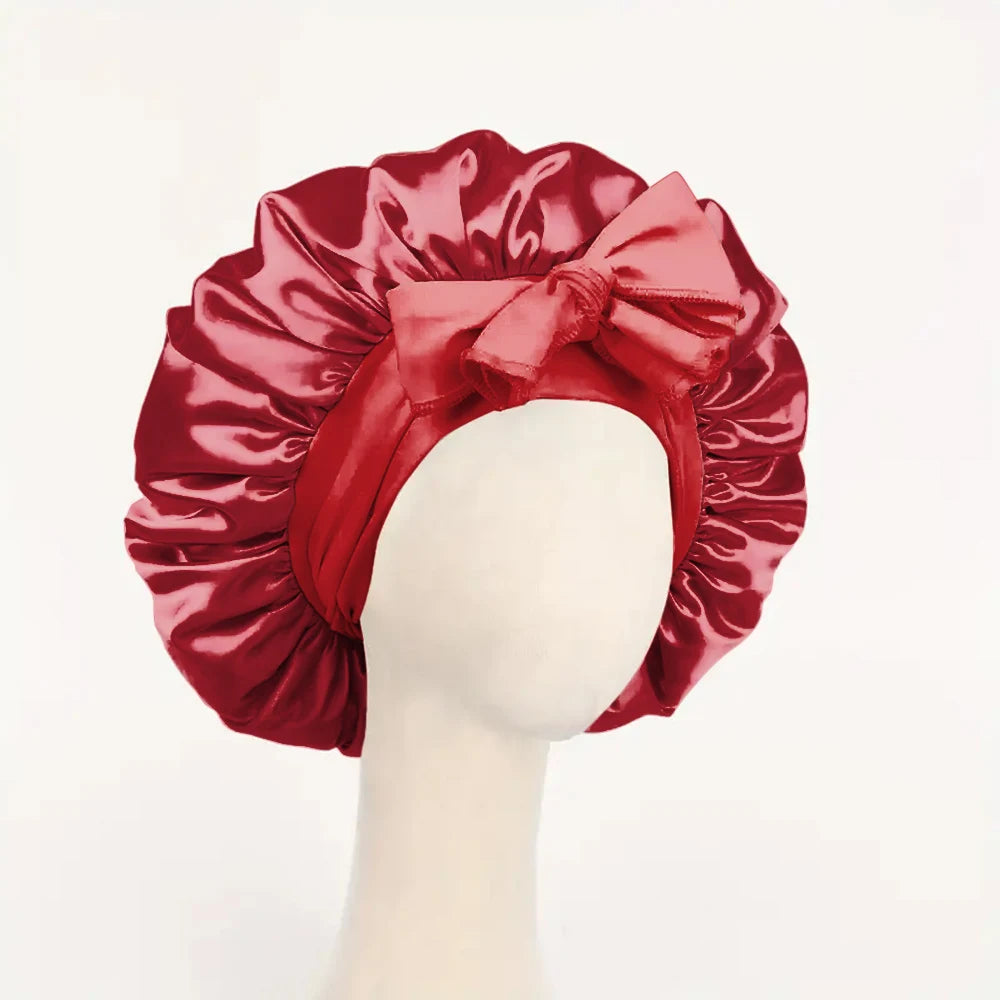 Adjustable Satin Bonnet for Sleeping, Silky Hair Cap with Tie Band