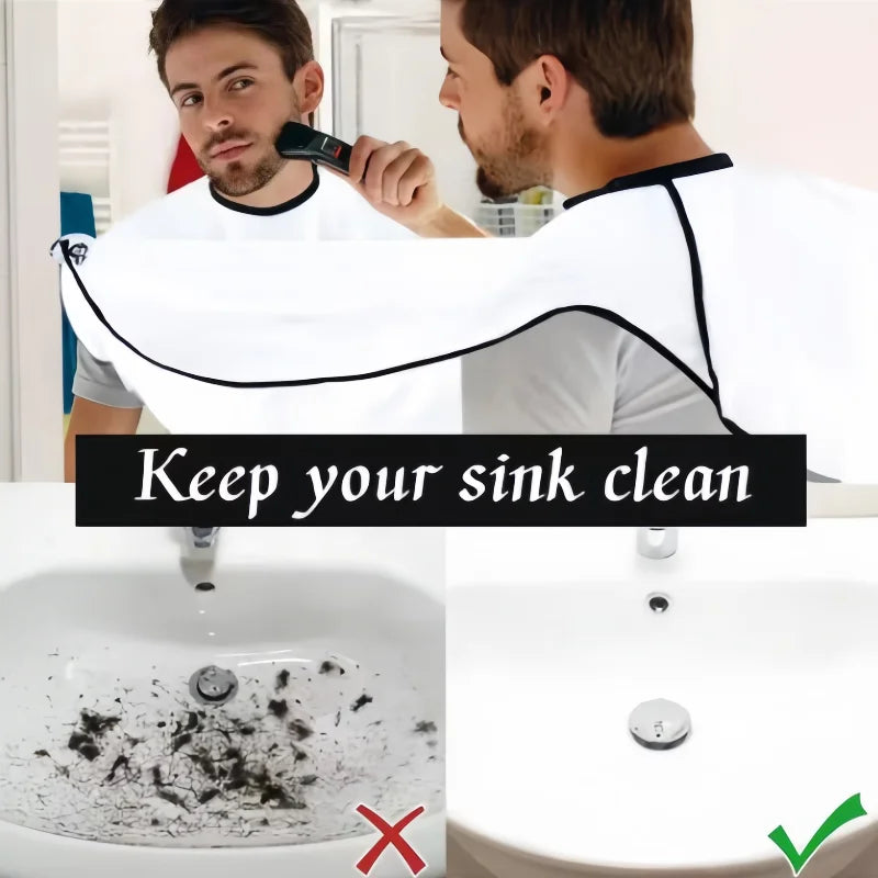 Beard Bib Shaving Apron, Hair Catcher Cape with Suction Cups