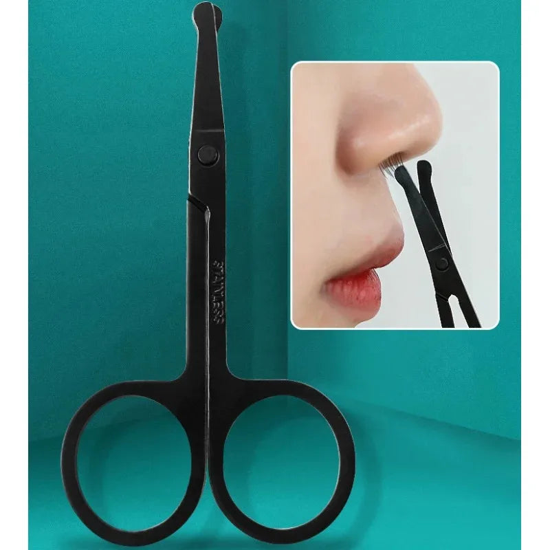 Manual Nose & Ear Hair Trimmer, Stainless Steel, Round-Head Safety Design