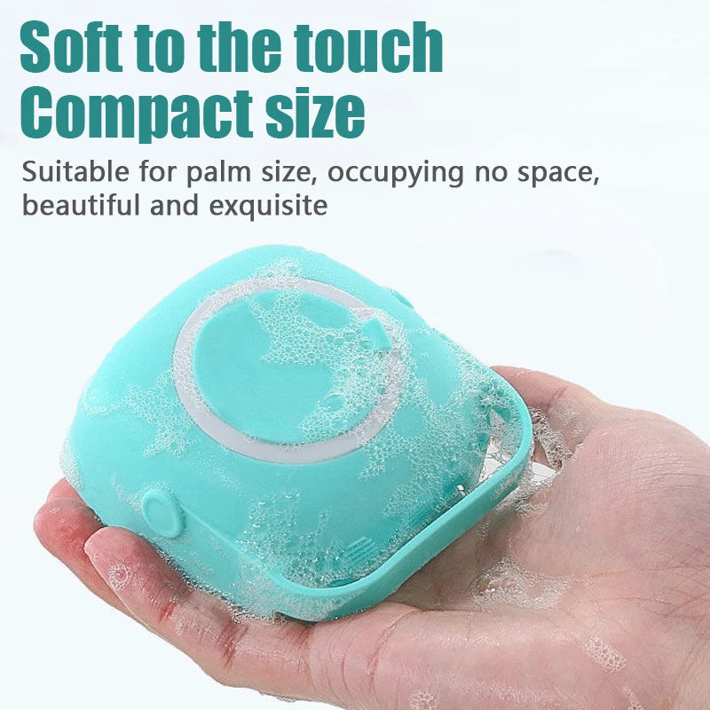 Dog Bath Brush with Shampoo Dispenser, Soft Silicone Massage Scrubber