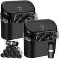 Car Trash Can with Push Lid & Garbage Bags, Leak-Proof Mini Car Garbage Bin for Door Pocket or Console