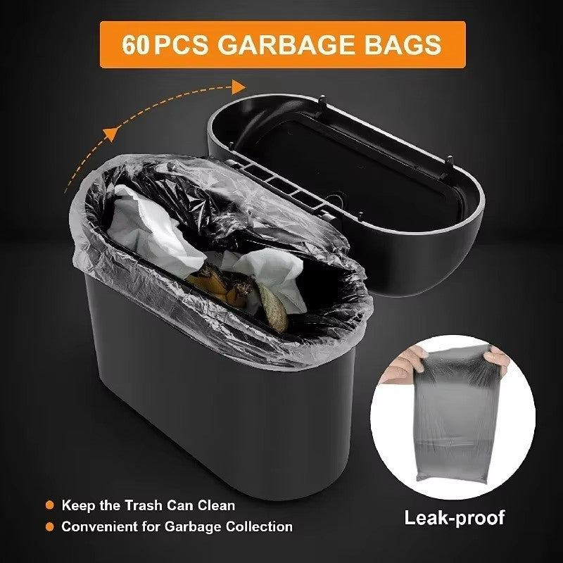 Car Trash Can with Push Lid & Garbage Bags, Leak-Proof Mini Car Garbage Bin for Door Pocket or Console