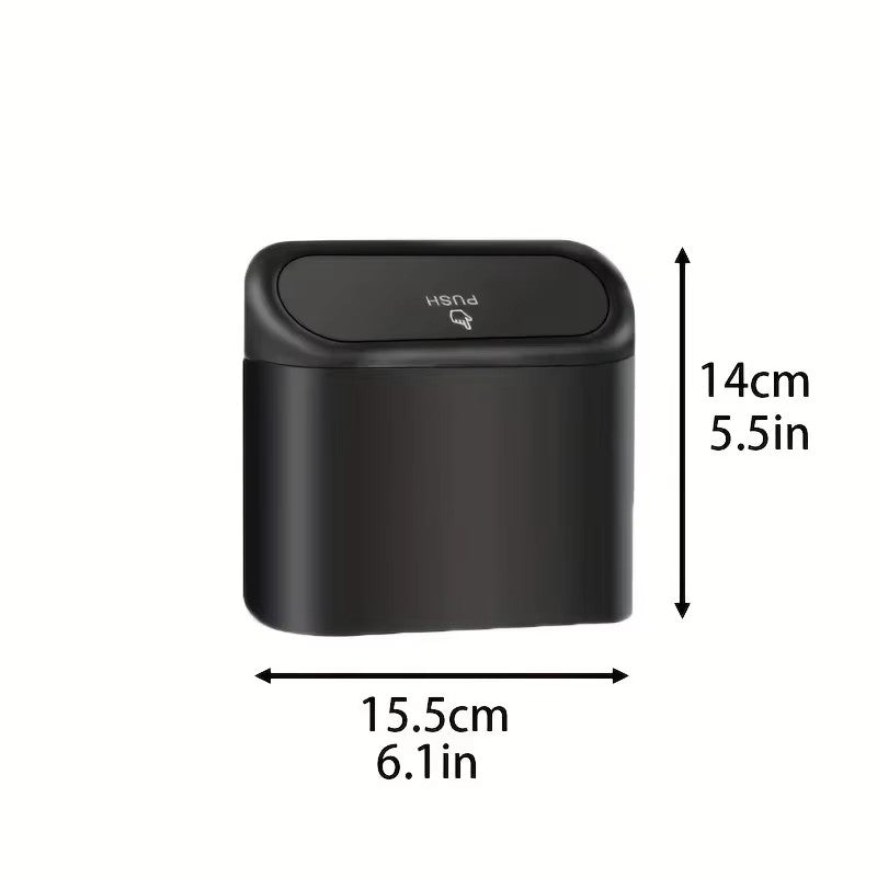 Car Trash Can with Push Lid & Garbage Bags, Leak-Proof Mini Car Garbage Bin for Door Pocket or Console