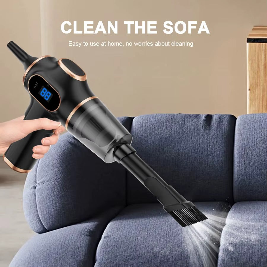 Cordless Mini Car Vacuum & Air Duster 2-in-1, Rechargeable Handheld Vacuum with Digital Display