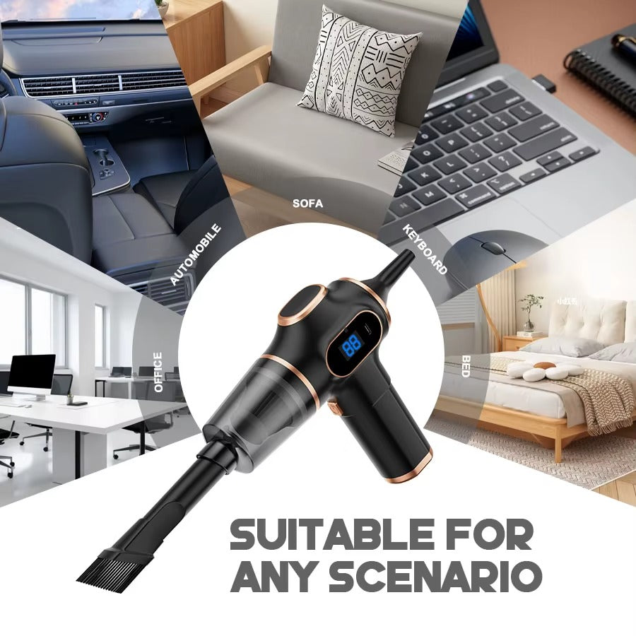 Cordless Mini Car Vacuum & Air Duster 2-in-1, Rechargeable Handheld Vacuum with Digital Display