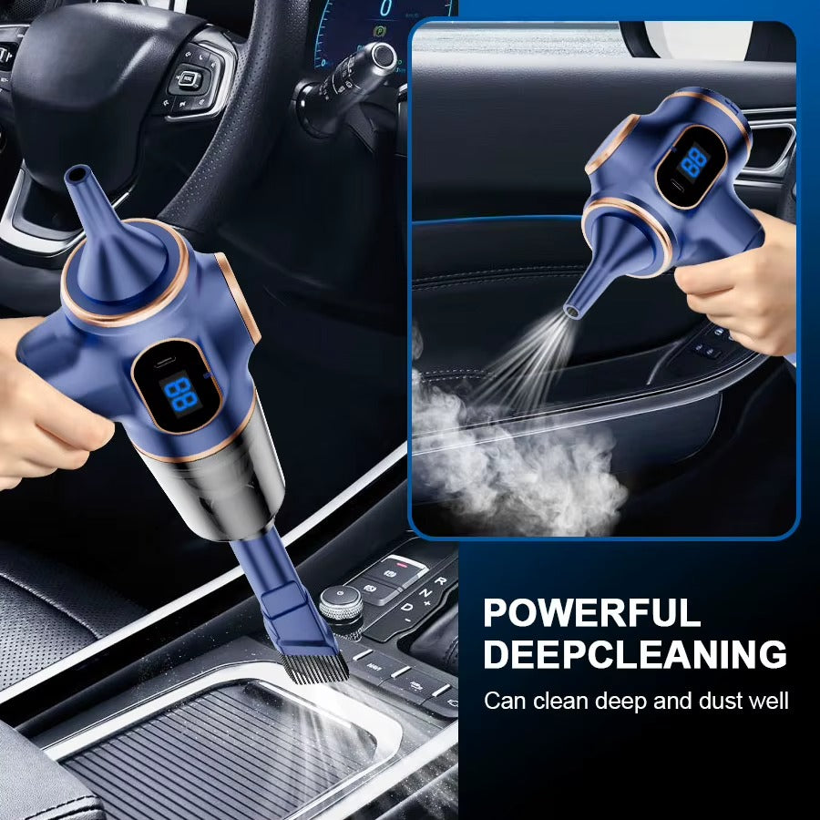 Cordless Mini Car Vacuum & Air Duster 2-in-1, Rechargeable Handheld Vacuum with Digital Display