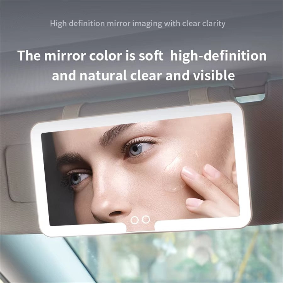 Car Sun Visor Makeup Mirror with LED Lights, Rechargeable Touch Dimmable Vanity Mirror for Car & Travel