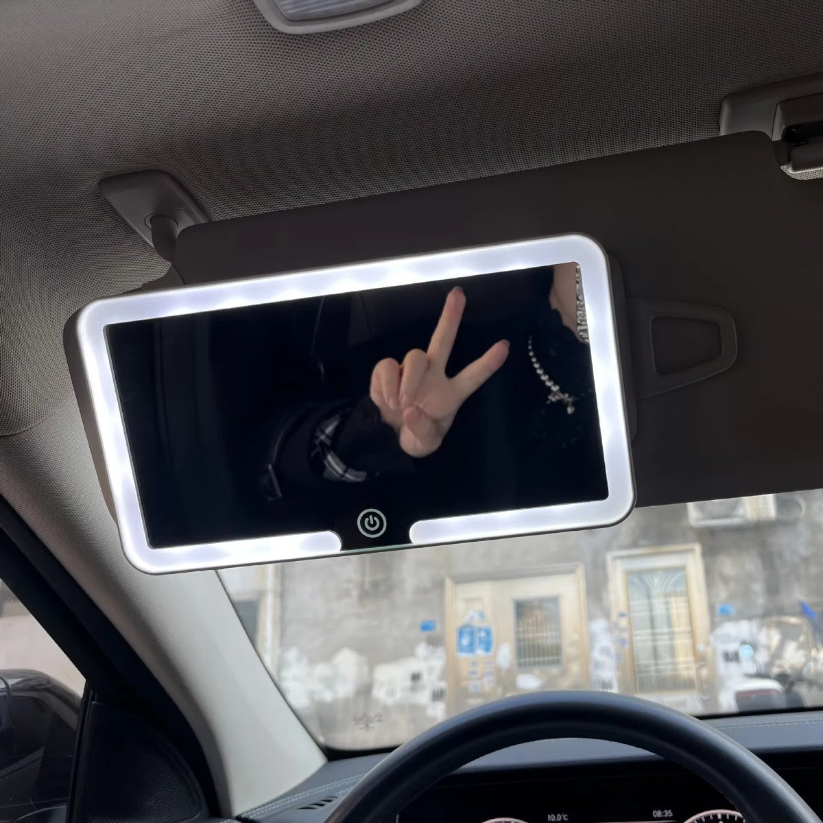 Car Sun Visor Makeup Mirror with LED Lights, Rechargeable Touch Dimmable Vanity Mirror for Car & Travel