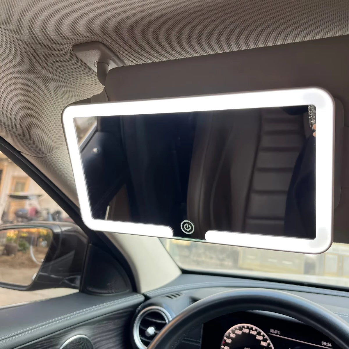 Car Sun Visor Makeup Mirror with LED Lights, Rechargeable Touch Dimmable Vanity Mirror for Car & Travel