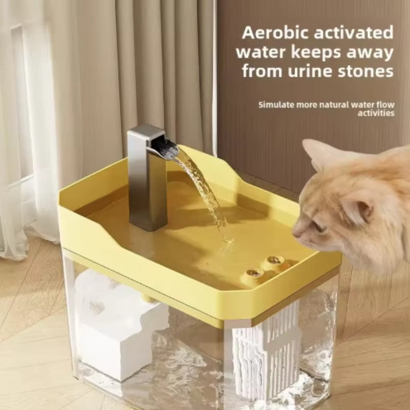 Cat Water Fountain with Auto Filter, 1.5L Transparent Pet Water Dispenser with Quiet Pump for Cats & Small Dogs