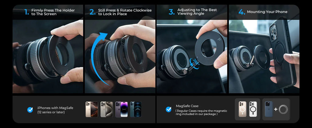 360° Magnetic Vacuum Suction Phone Holder