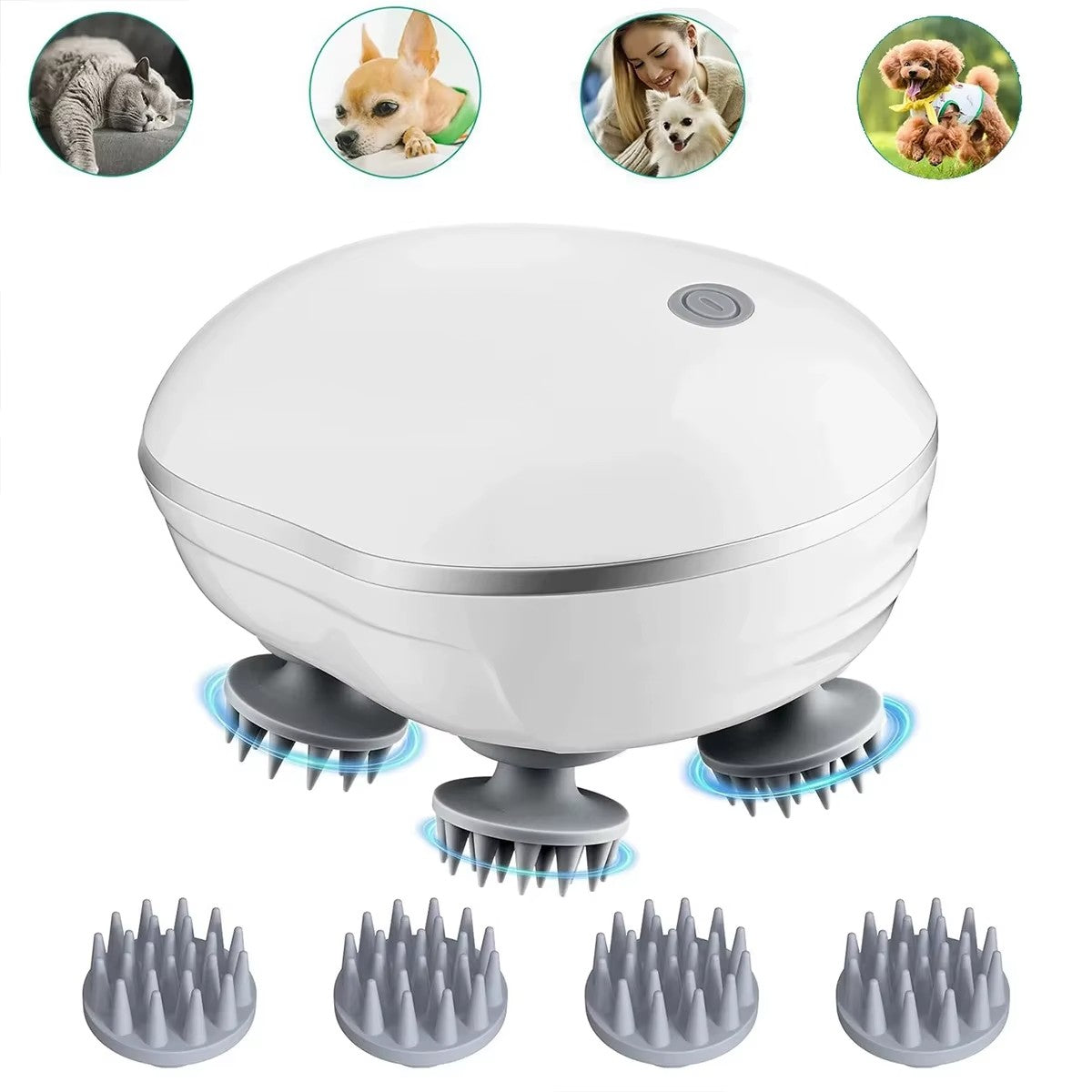 Electric Scalp Massager, Waterproof Rechargeable Head Massager with Kneading Nodes, Great for Hair Wash & Pets