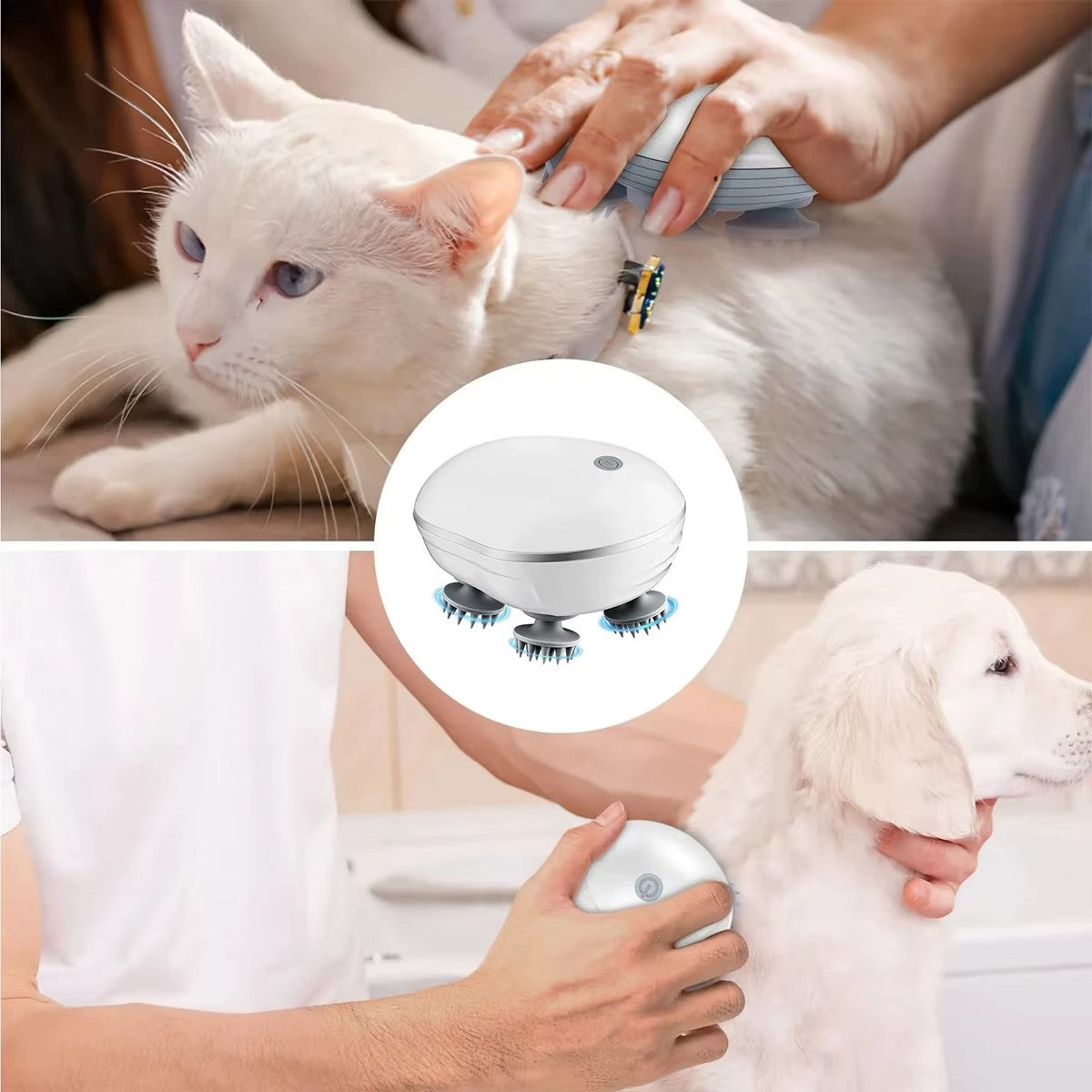 Electric Scalp Massager, Waterproof Rechargeable Head Massager with Kneading Nodes, Great for Hair Wash & Pets
