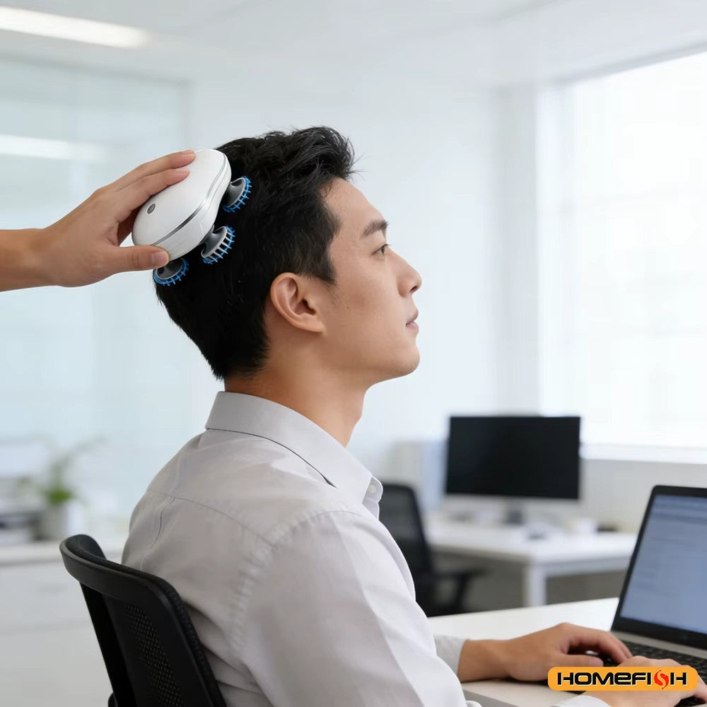 Electric Scalp Massager, Waterproof Rechargeable Head Massager with Kneading Nodes, Great for Hair Wash & Pets