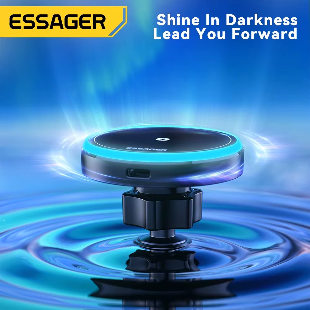 15W Magnetic Wireless Car Charger Mount with RGB Light, Air Vent Phone Holder for MagSafe iPhone