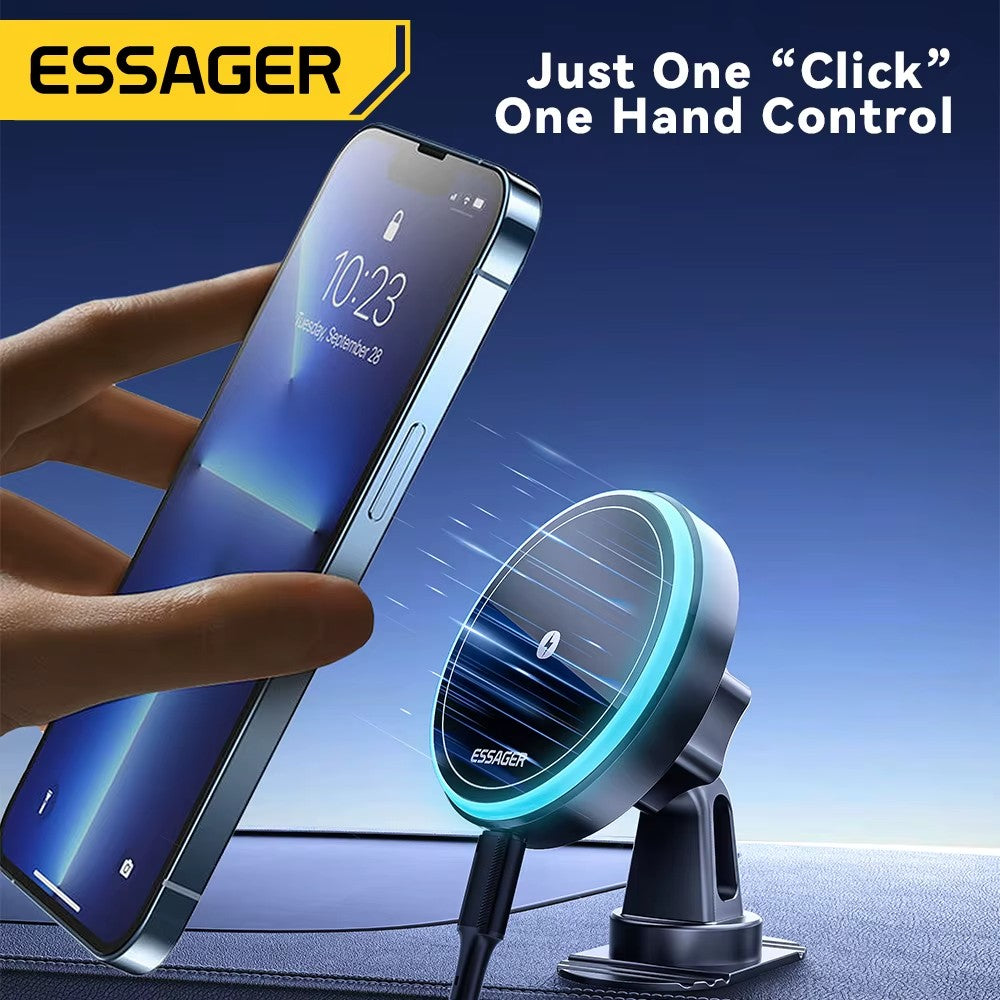 15W Magnetic Wireless Car Charger Mount with RGB Light, Air Vent Phone Holder for MagSafe iPhone