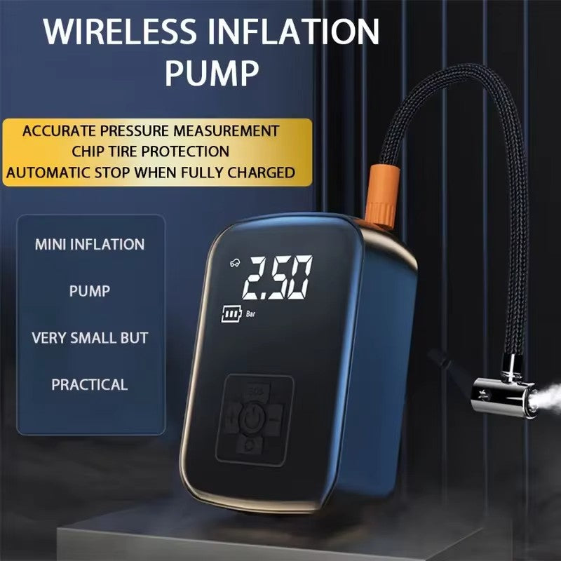Cordless Portable Tire Inflator with Digital Display, Rechargeable Air Compressor for Car, Bike & Motorcycle Tires