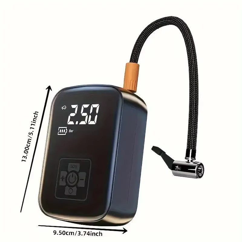 Cordless Portable Tire Inflator with Digital Display, Rechargeable Air Compressor for Car, Bike & Motorcycle Tires