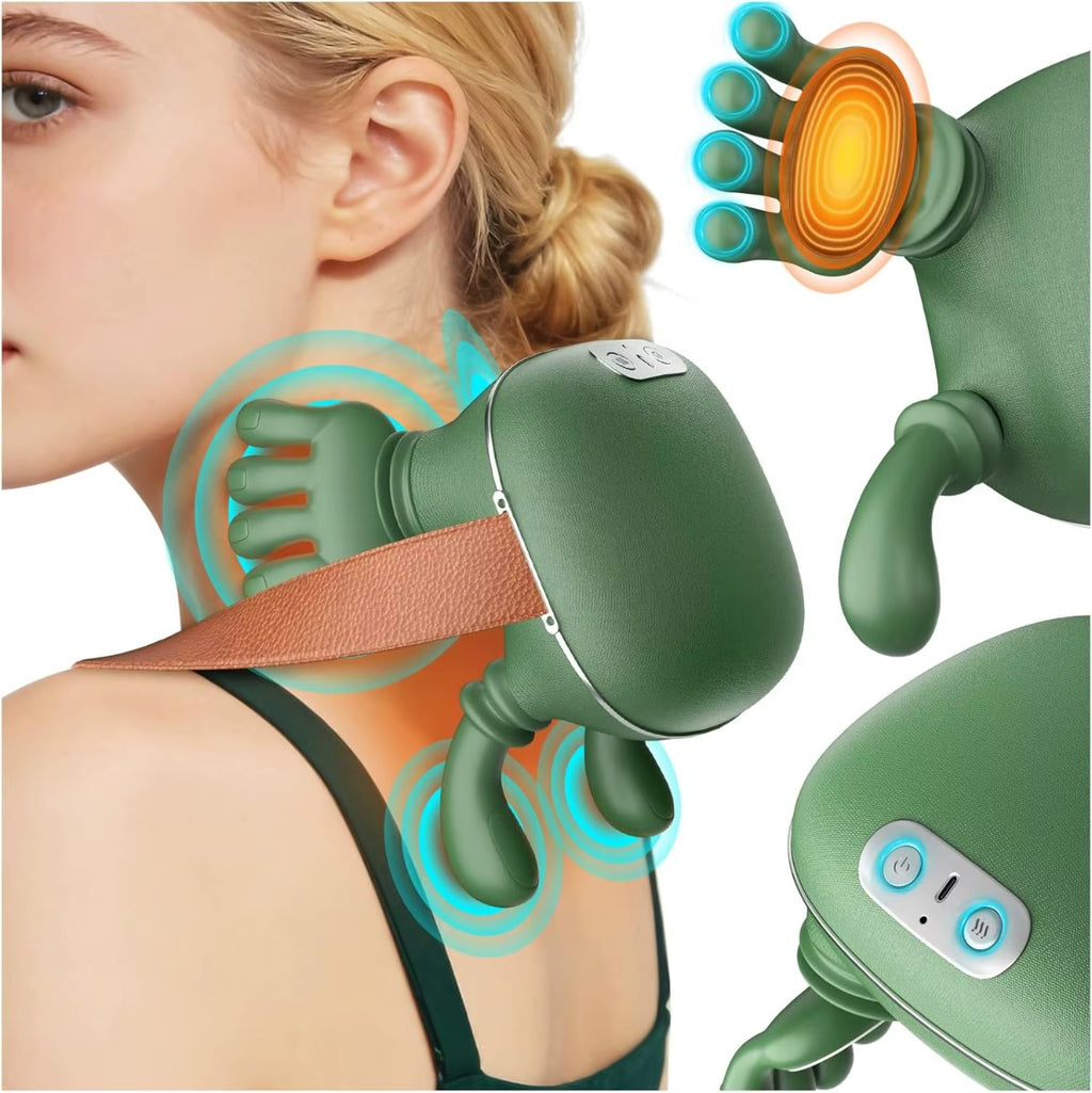 Wireless Neck and Shoulder Massager with Heat, 4D Kneading Cordless Massager for Neck, Back & Shoulders