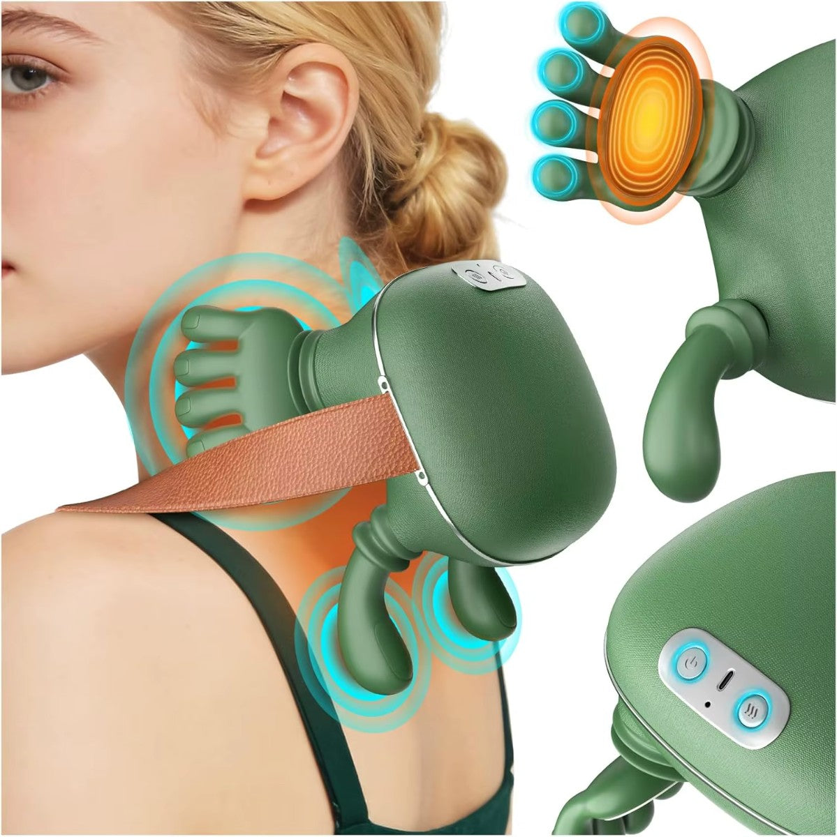 Wireless Neck and Shoulder Massager with Heat, 4D Kneading Cordless Massager for Neck, Back & Shoulders