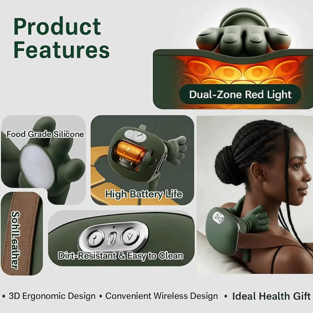 Wireless Neck and Shoulder Massager with Heat, 4D Kneading Cordless Massager for Neck, Back & Shoulders