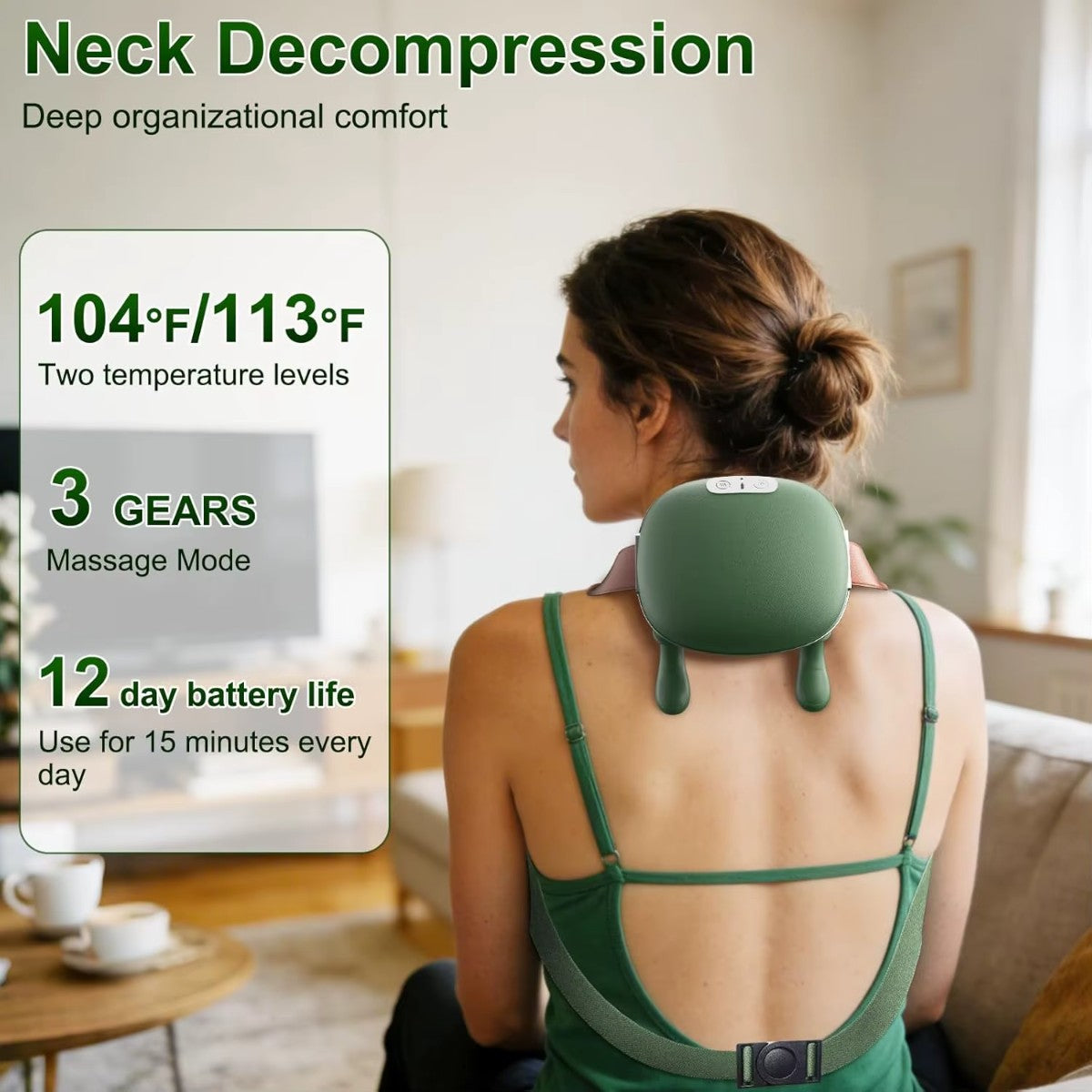 Wireless Neck and Shoulder Massager with Heat, 4D Kneading Cordless Massager for Neck, Back & Shoulders