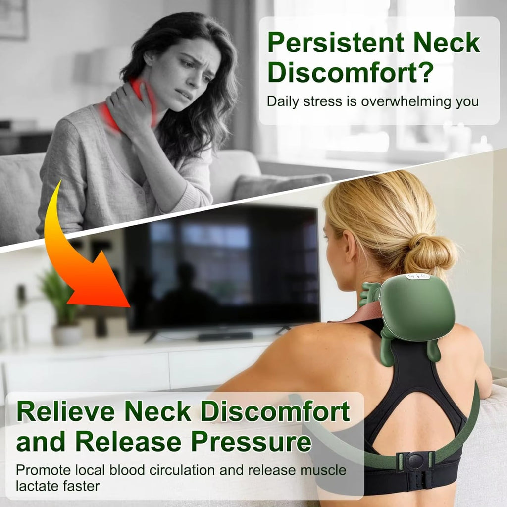 Wireless Neck and Shoulder Massager with Heat, 4D Kneading Cordless Massager for Neck, Back & Shoulders